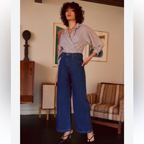 New! Etica Devon Wide Leg High Waist Pant in Shallows Denim Women’s Size 26 - Picture 1 of 10